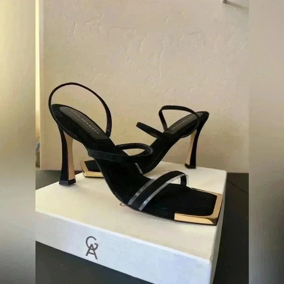 GOOD AMERICAN  The Standout Square Toe Sandal Suede Black Size 10 1/2 - Picture 9 of 9